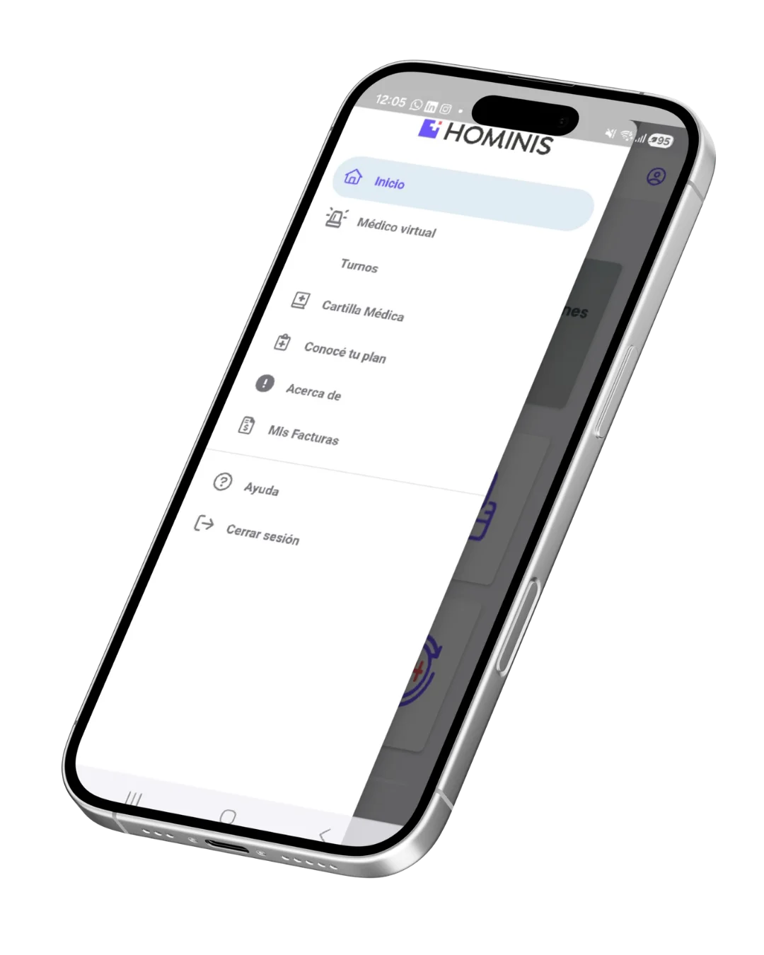 App Hominis – menú navegación
